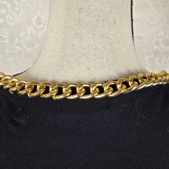 Cache Size Small Black Knit Sleeveless Top Gold Chain Detail Scoop Neck NWT - Picture 6 of 10